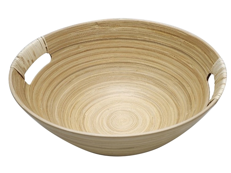 Superior Spun Bamboo Bowl with Rattan Handles - Eco-Friendly Tableware